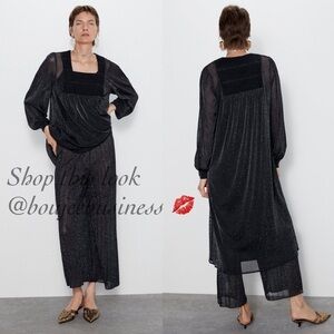 ZARA BNWT Dress with Metallic Thread + Pants 2pc Coord Set
